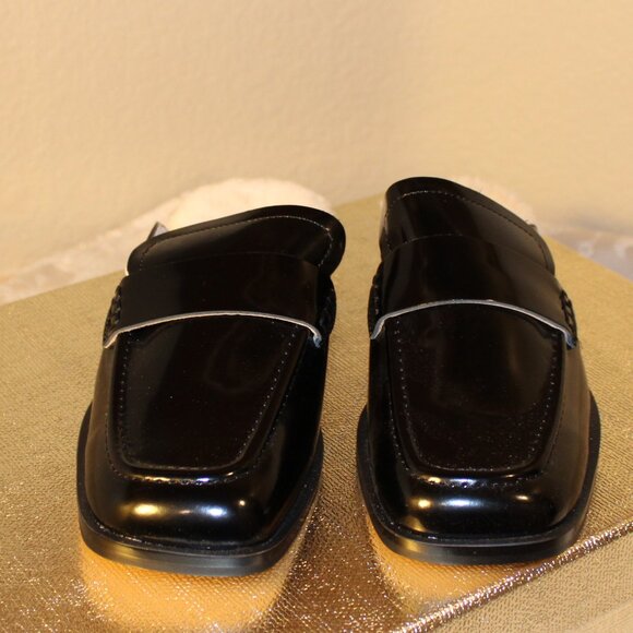 Yosi Samra Odessa Black leather and Shearling Loafer Mule - Picture 3 of 9